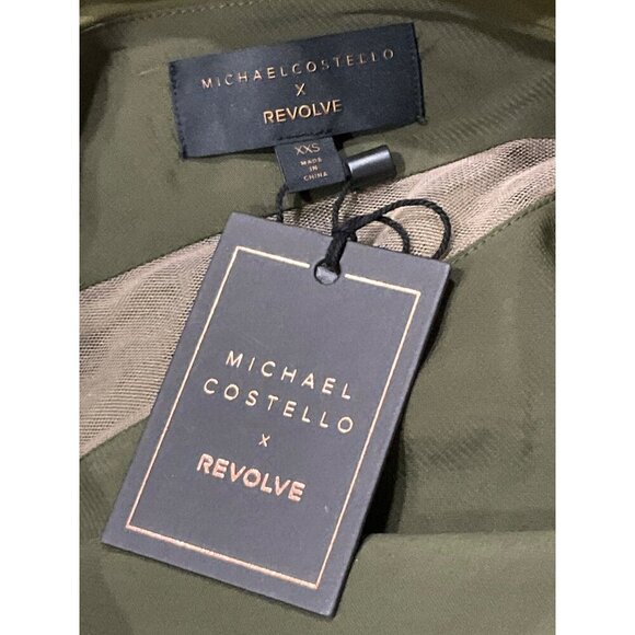 Michael Costello x REVOLVE Mai Mini Dress in Olive XX-Small New Womens Party - Picture 7 of 9